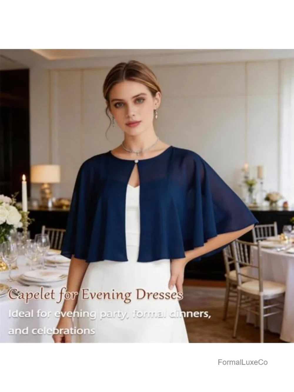 Chiffon Capelet Womens Soft Shawl Wrap for Evening Dresses Wedding Formal Cover